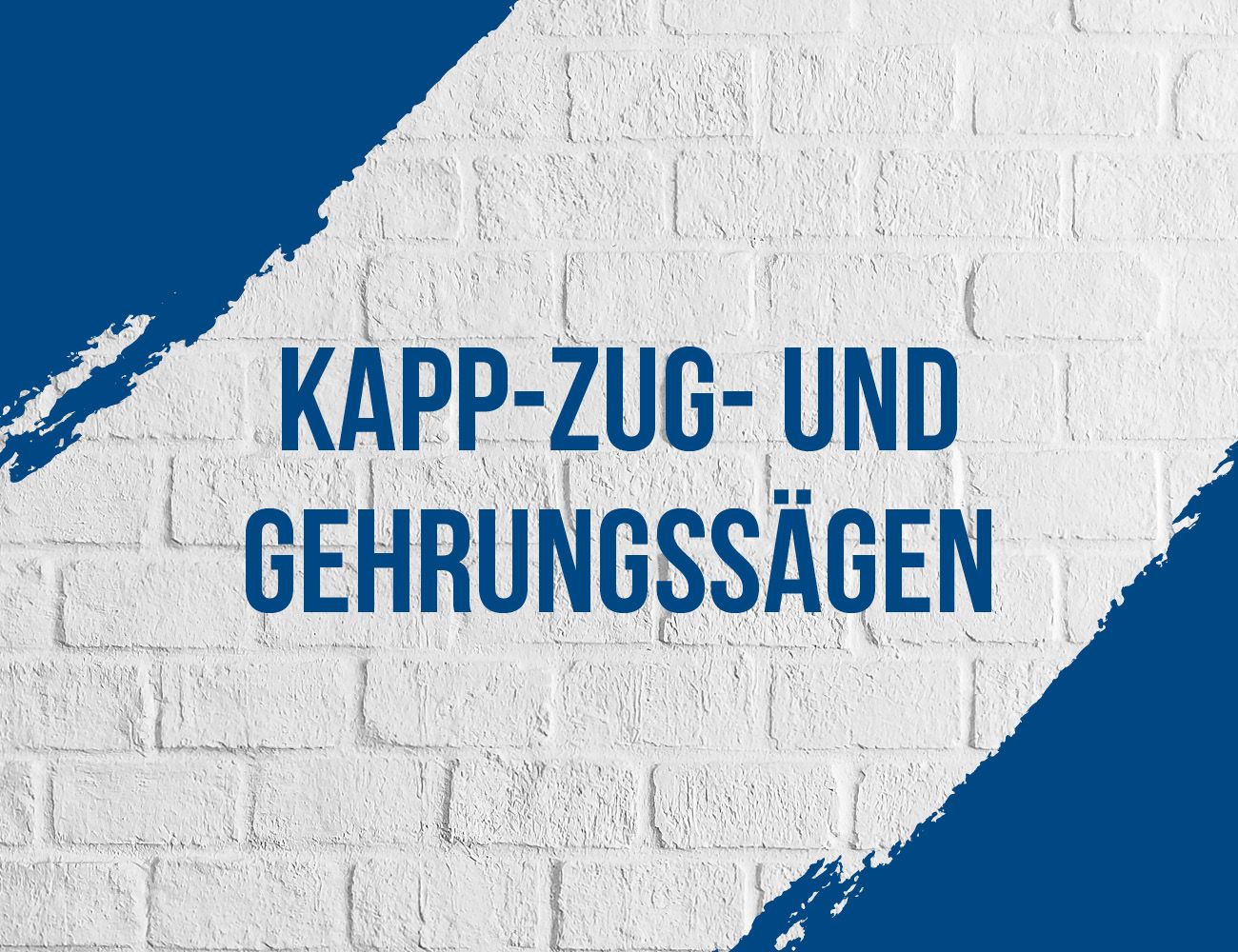 Banner für Kapp-Zug- und Gehrungssägen von Scheppach. Weißer Hintergrund mit blauer Schrift.